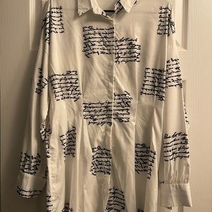 Design shirt dress with words on it mini size large
